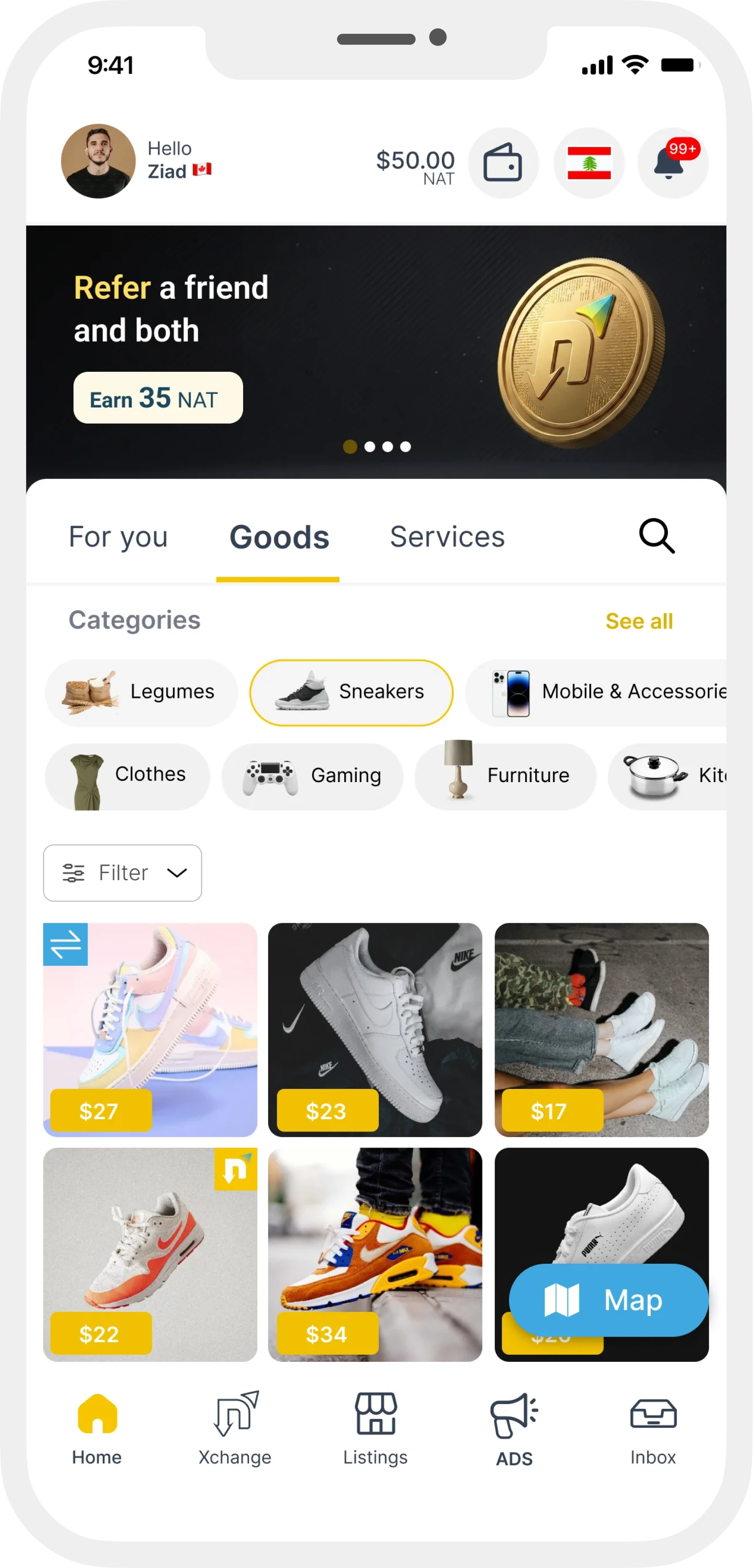 Nazzela home discovery screen